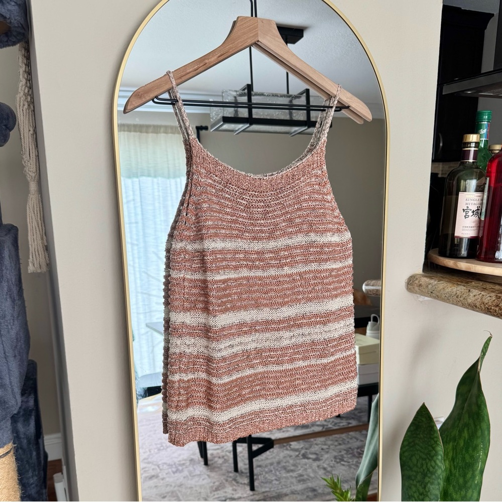 Mango Striped Knit Camisole in Blush and Cream